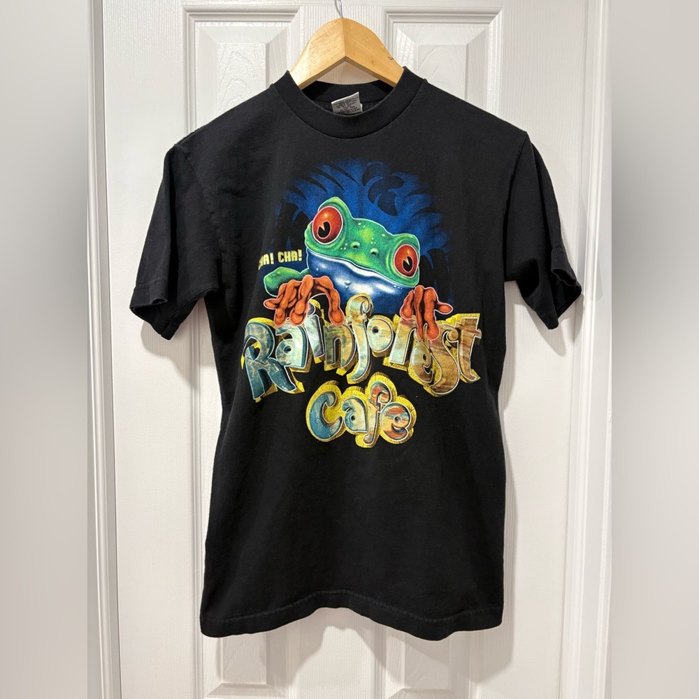 Vintage Black Rainforest Cafe Graphic T-Shirt Small Made In Usa